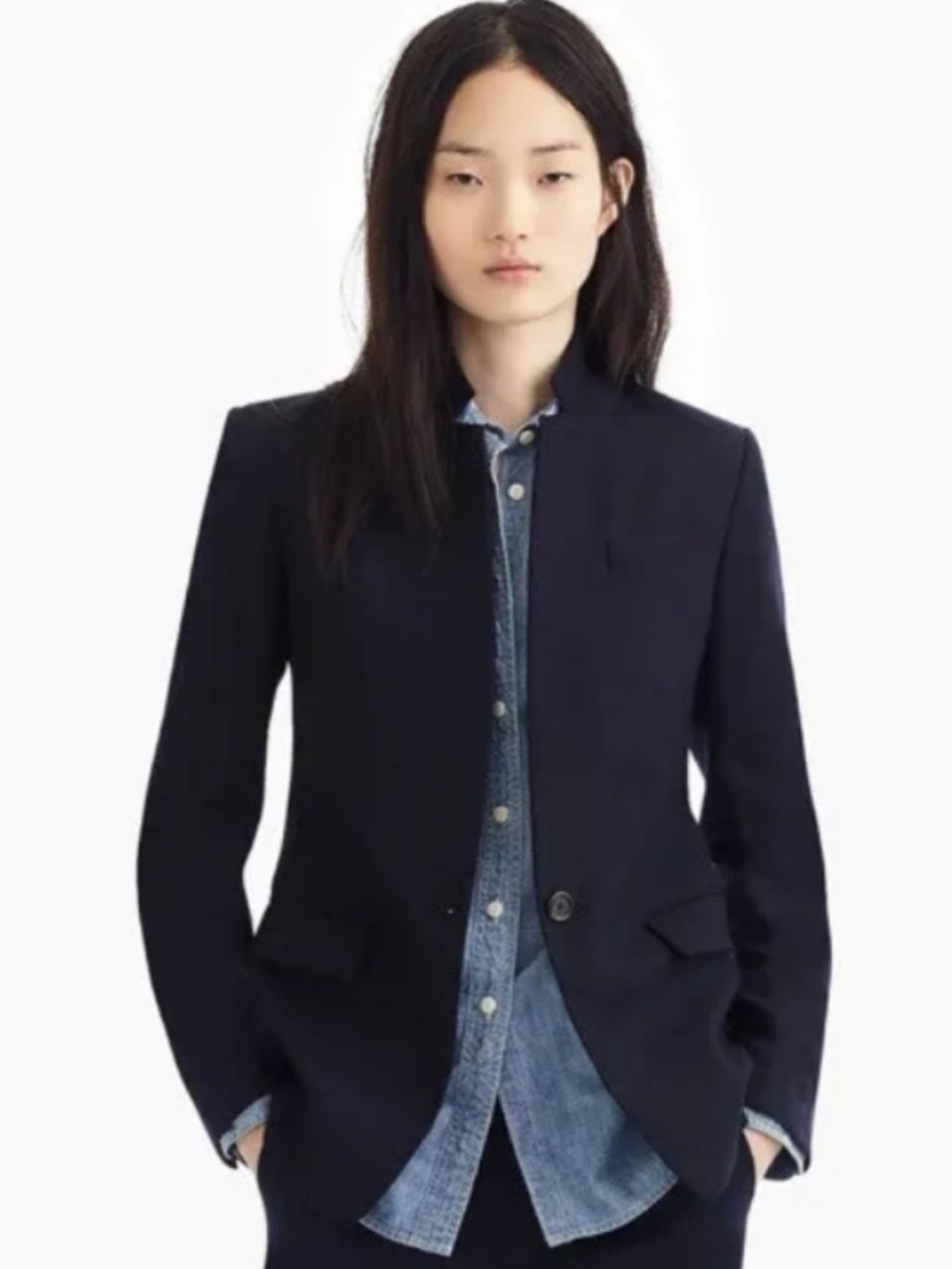 J crew regent navy blue single button blazer jacket
